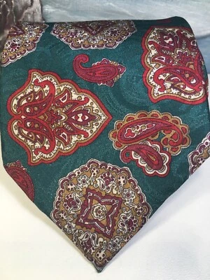 Corbata Oleg Cassini Hombre Vintage 58L Verde Rojo  Foto 1 de 4