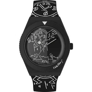 Mens Wristwatch TIMEX Q KEITH HARING TW2W25600 Silicone Black - Picture 1 of 5
