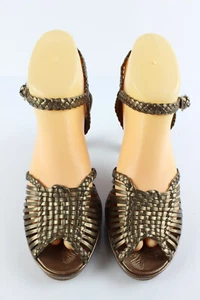 Elizabeth Stuart Sandalias de Tacón Cuero Trenzado Bronce UK 5,5/Fr 39 Tbe - Imagen 1 de 11