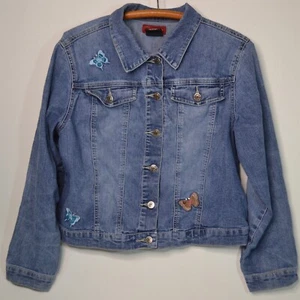 Arizona Jean Company Girls Large Denim Jacket Embroidery Butterfly Hippie Boho - Picture 1 of 4