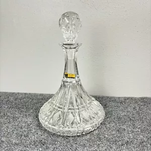 VTG Crystal Ship Decanter Hand Cut Faceted Diamond Pattern 11 3/4" Germany - Picture 1 of 16