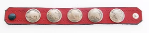 Native American Handmade Buffalo Nickel and Leather Bracelet Small - Picture 1 of 1