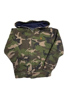 Polo Ralph Lauren Boy's Long Sleeve Camo Hoodie Sz 7 Full Zip Fleece Jacket - Picture 1 of 4