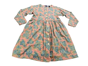 Gap Vtg Prairie Full Button Front Pleated Full Skirt Dress Rose Blue Big girl XL - Picture 1 of 10