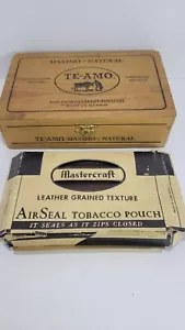 Bolsa de tabaco sello de aire de textura granulada de cuero Mastercraft + caja de cigarros Te-Amo - Imagen 1 de 12