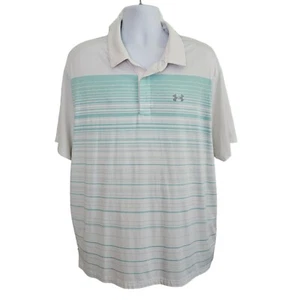 Hurley Playoff Polo Men's White/ Turquoise Stripped Golf Shirt 2 XL - Picture 1 of 6