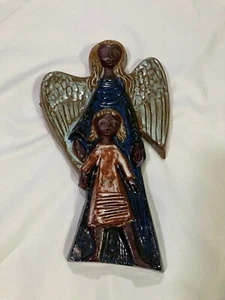 Retro Wall Plaque Angel Infant Child Wall Hanging Ceramic Modernist Amphora - Picture 1 of 8