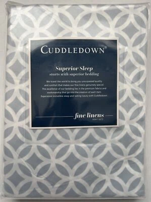 Sábana Doble Cuddledown 400tc Satén Algodón Meridiano Azul Blanco Gotten   Foto 1 de 3