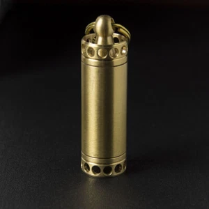 Mini Wasserdicht Messing Kanister Pille Kapsel Flasche EDC Schlüsselanhänger - Bild 1 von 6