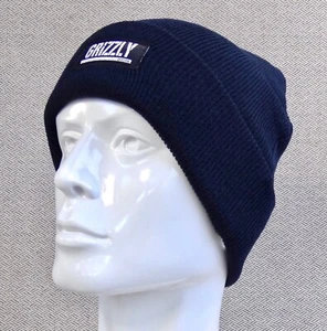 New Diamond Supply Co. X Grizzly Bear Stamp Navy Mens Fold Beanie Hat RHTDAM-256 - Picture 1 of 3