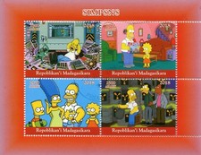 Madagascar 2018 CTO Simpsons Homer Bart Simpson 4v M/S II Cartoons Stamps