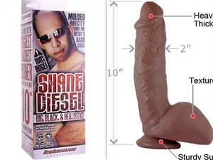 Shane Diesel Dildo Big Black Realistic Cock Flexible Thick  Suction Cup Strap On - Picture 1 of 4
