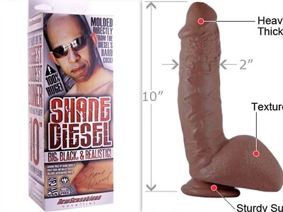 Shane Diesel Dildo Big Black Realistic Cock Flexible Thick  Suction Cup Strap On - Image 1 of 4