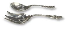 Reed & Barton Antique Sterling Silver Les Six Fleurs 2 Piece Servers Salad Set