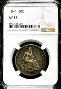 1844-P 50C Seated Liberty Half Dollar - Philadelphia - NGC VF 35  CC314 - Picture 1 of 4