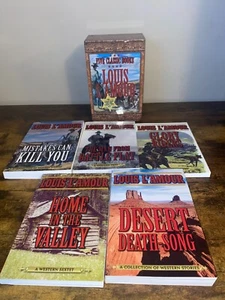 Louis L'Amour: Five trade paperback books, 27 Stories, Box Set w/Slip Case  - Picture 1 of 2