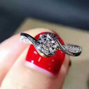Fashion Jewelry 925 Silver Plated Cubic Zircon Ring Women Wedding Gift Sz 6-10 - Picture 1 of 6