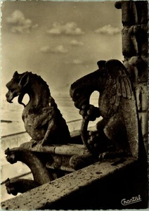 Postal con foto real RPPC águila con uvas dragón quimeras Notre Dame París - Imagen 1 de 2