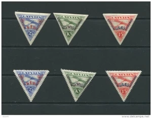 Latvia 1931 Sc CB3-5 CB3-5A Mi 190-2A 190-2B MLH/MNH Perf+Imperf Airmail Cv 100 - Picture 1 of 2