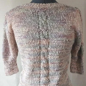 Vintage Forindi Pink/Purple/Grey Short Sleeve Cotton Blend Sweater Size Medium - Picture 1 of 6