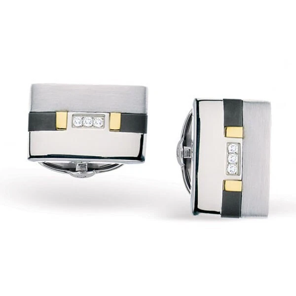 DOLAN BULLOCK  STAINLESS STEEL & 18K GOLD ACCENT W/TITANIUM DIAMOND & Black Onyx - Image 1 of 1
