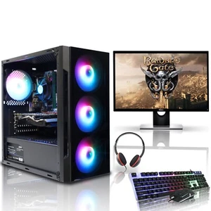 Gaming PC 24'' Bundle i5 6th Gen 16GB DDR4 1TB HDD + 480GB SSD 6GB RTX 3050 W10 - Picture 1 of 8