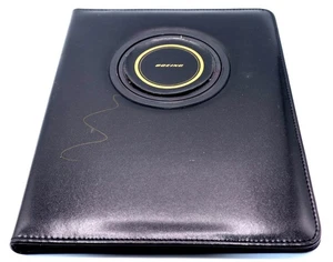 Boeing Black Leather Folio Tablet Case | Travel Business Work Organizer Essentia - Picture 1 of 6