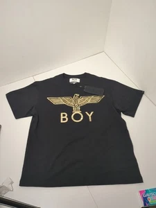 Camiseta niño London Eagle nueva con etiquetas para hombre talla pequeña negra y dorada - Imagen 1 de 6