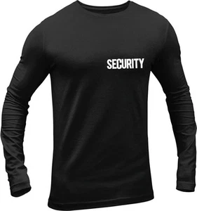 Men's Long Sleeve Security Tee USA Printed T-Shirt (Black & White, Chest & Back) - Picture 1 of 2