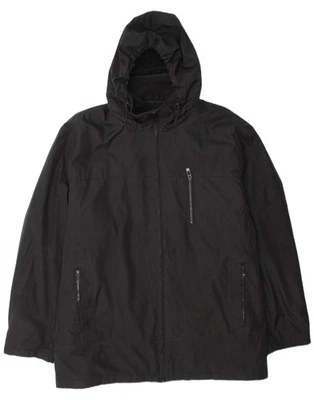 CALVIN KLEIN Mens Hooded Windbreaker Jacket UK 46 3XL Black Polyester DR08 - Image 1 of 3