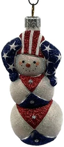 Patricia Breen Arlecchino Pupazzo di Neve Stelle Patriottiche Strisce Albero di Natale Ornamento - Foto 1 di 11