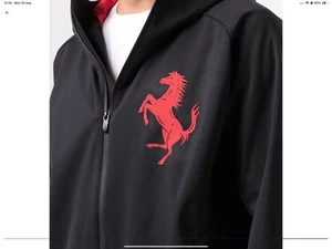 Genuine Ferrari / Armani - logo print zip- up hooded designer jacket size M - Picture 1 of 19