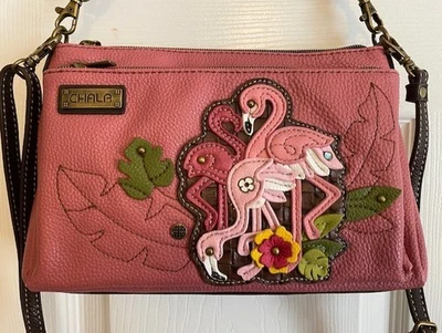CHALA FLAMINGO GROUP DELUXE CROSSBODY BAG - 4 RFID CREDIT CARD POCKETS - PINK - Image 1 of 4