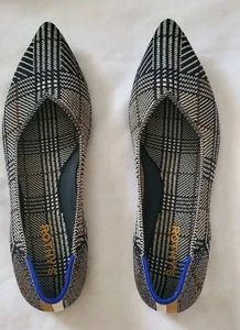 Rothy's spitz zulaufender Ballerinas flach schwarz grau Glenplaid Slipper nicht mehr produziert Damen 10 - Bild 1 von 12