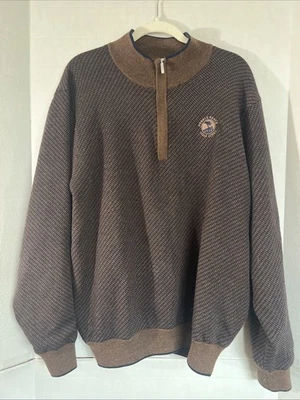Suéter de golf Carnoustie PEBBLE BEACH para hombre XL 100 % lana merino forrado marrón azul marino Foto 1 de 3