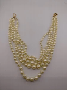 J. Collar grueso de perlas de imitación anudadas individualmente de 5 hilos firmado por Crew - Imagen 1 de 4