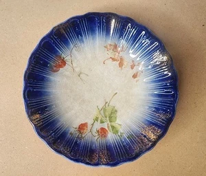 Antique Wheeling Pottery LA BELLE China Blue Strawberry Pattern 6" Plate - Picture 1 of 11