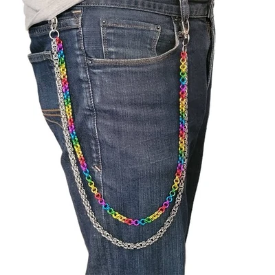 Цепочка-бумажник Rainbow Pride ручная работа алюминий и нержавеющая сталь кольчуга 25 дюймов - Изображение 1 из 4