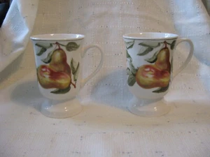 American Atelier Blossom Breeze Pear 2 Pedestal Mugs 4 7/8" Tall,  5014 - Picture 1 of 8