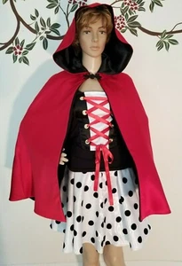 Halloween Little Red Riding Hood Handmade w/ Costume Cape Small /Custom Made  - Picture 1 of 12
