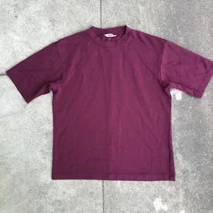UNIQLO AIRism Oversized Men Medium Crew Neck Short Sleeve Boxy Shirt Burgundy - Picture 1 of 7
