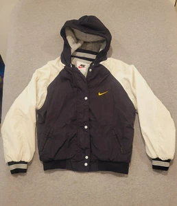 Vtg Nike big logo Embroidered Swoosh White Tag Button Up Jacket Size Large Youth - Picture 1 of 7