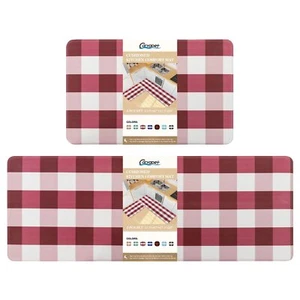 Kitchen Mats Cushioned Non Slip Waterproof Buffalo Plaid Rug 2 Pcs Antifatigue - Picture 1 of 8