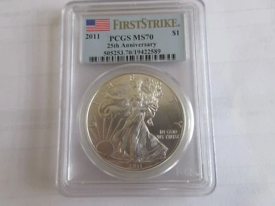 2011 Eagle , One Dollar , PCGS MS70 25th Anniversary First Strike - Image 1 of 4