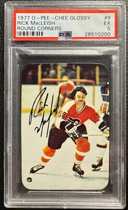 1977 O~PEE~CHEE Hockey #9 RICK MacLEISH Glossy, LA Kings, Round Corners’PSA 5 - Picture 1 of 2