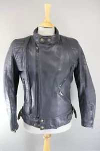 VINTAGE TT LEATHERS CLASSIC BRITISH MADE BLACK BIKER JACKET 36 INCH CHEST - Picture 1 of 10