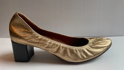 Bomba Lavin Paris Slip On Block Tacones Scrunch Ballet Dorado Metálico EE. UU. 8 UE 39 Foto 1 de 4