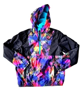 Lands End Fleece Lined Hooded Jacket Cosmic Unsex Youth XL 14 16 Raincoat EUC - Picture 1 of 12