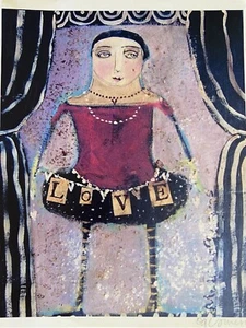 Estampado de arte popular Laurie Messroll 8x10 estampado artístico litográfico ""The ""Love"" Lady"" firmado - Imagen 1 de 4