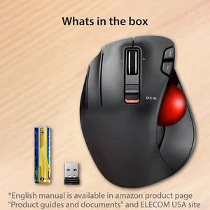 EX-G Wireless Ergo Trackball Left handed Ruby Ball bearing 5 Programmable Button - Picture 1 of 8